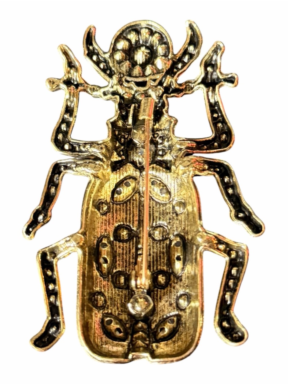 Colorful Beetle Brooch Rhinestone Enamel Insect Pin Statement Vintage - Picture 4 of 5